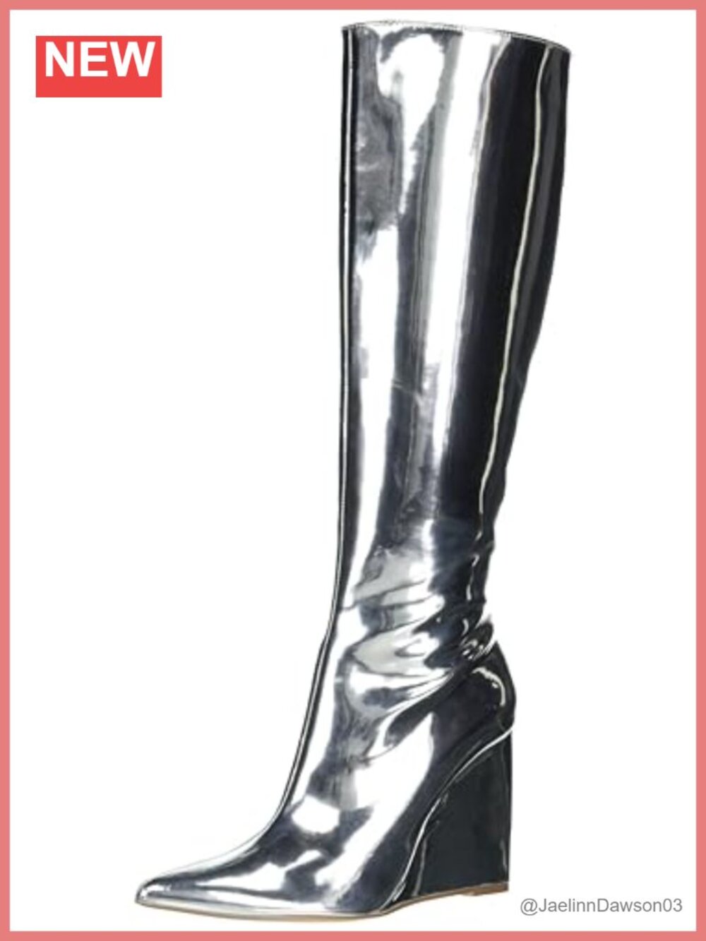 Knee High Wedge Heel Boots Pointed Toe Knee-High PU